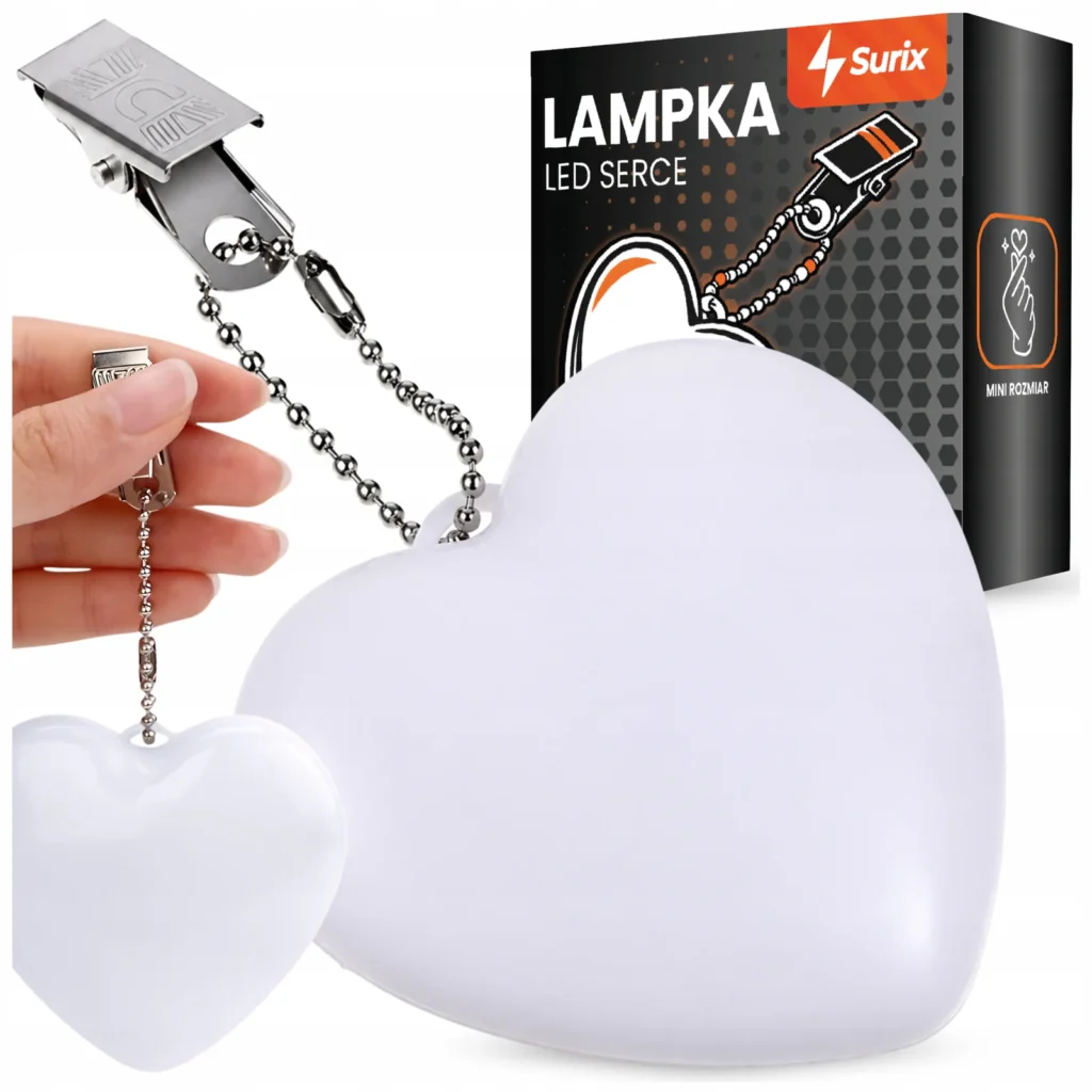 Lampka LED do torebki – serce, dotykowa, USB